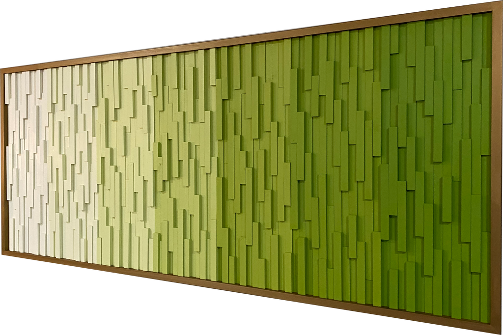 Wood Wall Art Modern Sculpture, Greens "Ombre"