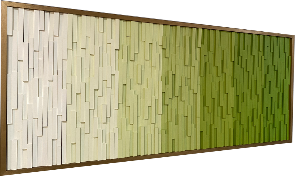 Wood Wall Art Modern Sculpture, Greens "Ombre"