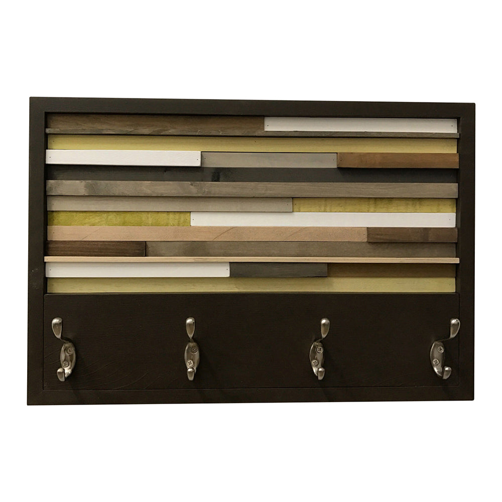 Wood Wall Art - Wood Art - Reclaimed Wall Art - Coat Rack - 12x27 - Modern Textures