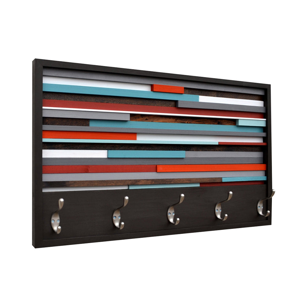 Coat Rack - Organizer - Wood Wall Art - Reclaimed Wood Art - 3D Artwork - Coat Rack Abstract Painting on Wood - Modern Textures