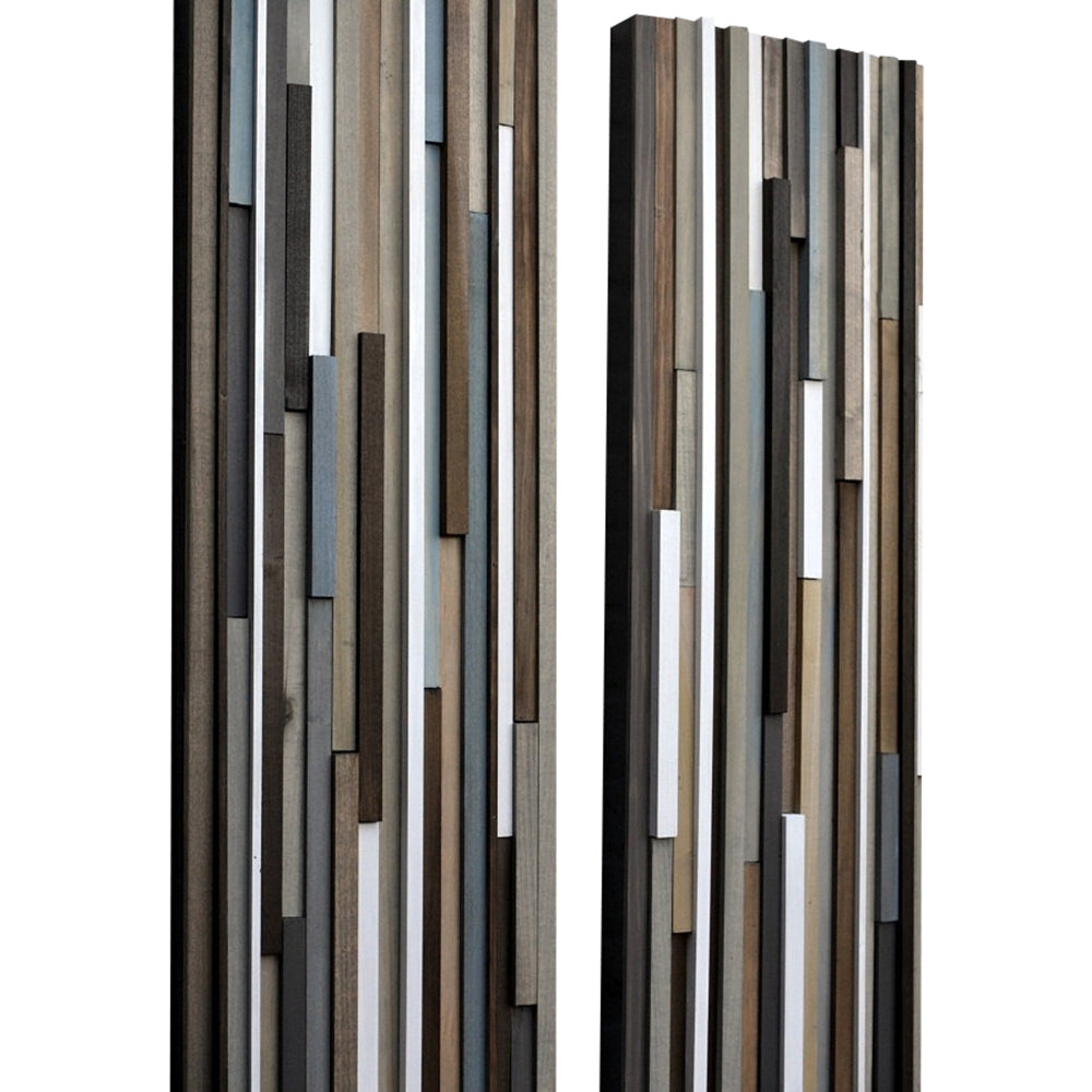 Wood Wall Art - Wood Art - Reclaimed Wood Art - 12x36 Set - Earthy Neutrals - Modern Textures
