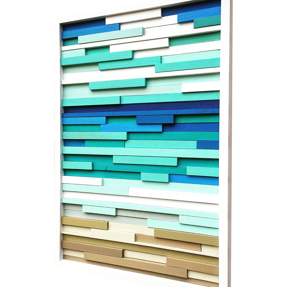 Wall Art - Wood Wall Art - Wood Sculpture - Modern Reclaimed Wood - Ocean 20x40 - Modern Textures