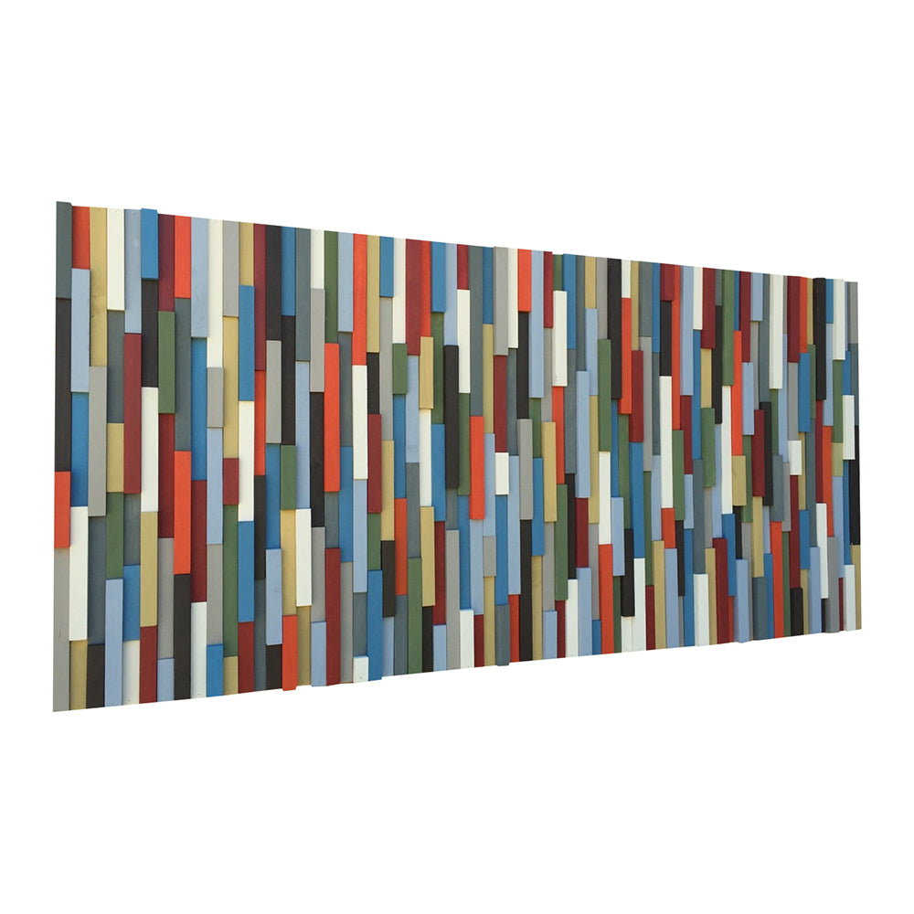 Wood Wall Art - Modern Reclaimed Wood Art Wall Sculpture- Abstract Painting on Wood - 24x50 - Modern Textures