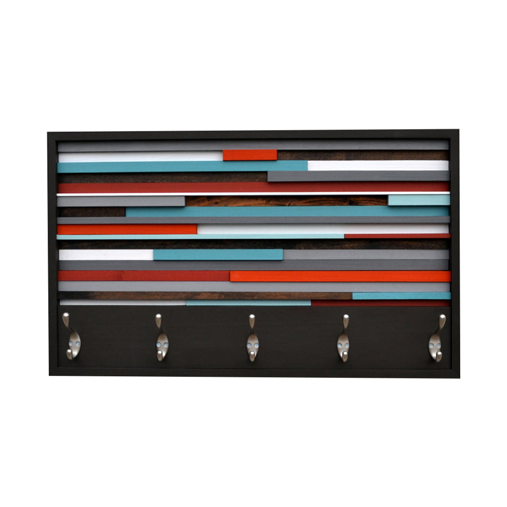 Coat Rack - Organizer - Wood Wall Art - Reclaimed Wood Art - 3D Artwork - Coat Rack Abstract Painting on Wood - Modern Textures