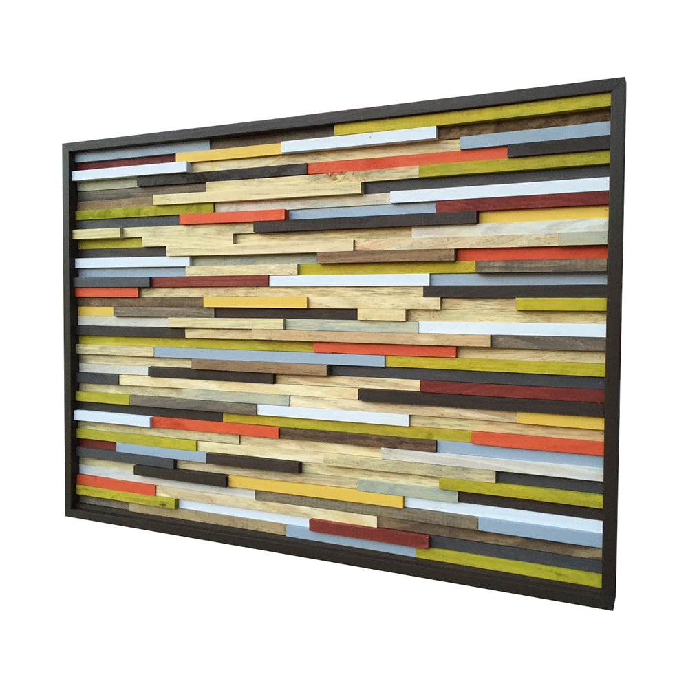 Wood Wall Art - Skinny Rectangles - Reclaimed Wood - Abstract Sculpture 42X30 - Modern Textures
