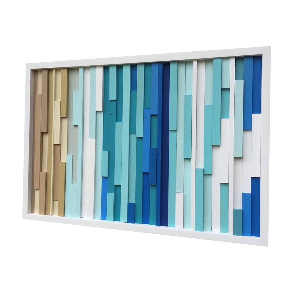 Wall Art - Wood Wall Art - Wood Sculpture - Modern Reclaimed Wood - Ocean 20x40 - Modern Textures