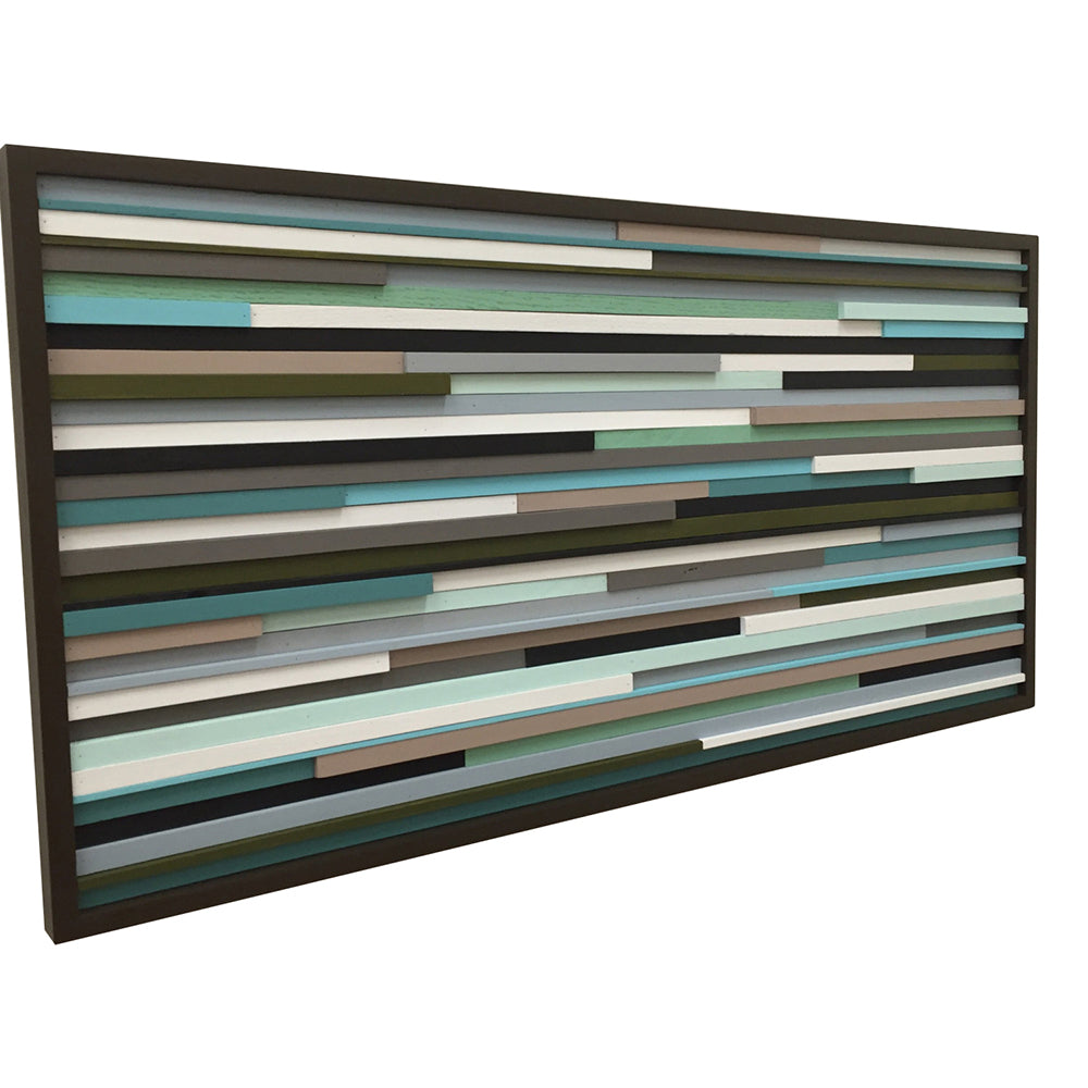 Modern Wood Sculpture Wall Art - Lines - 24 x 48 - Modern Textures