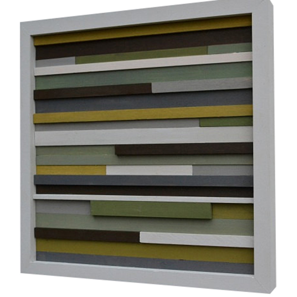 Wood Scultpure Wall Art - Upcycled Wood - 12x12 - Greens, grays and browns - Modern Textures