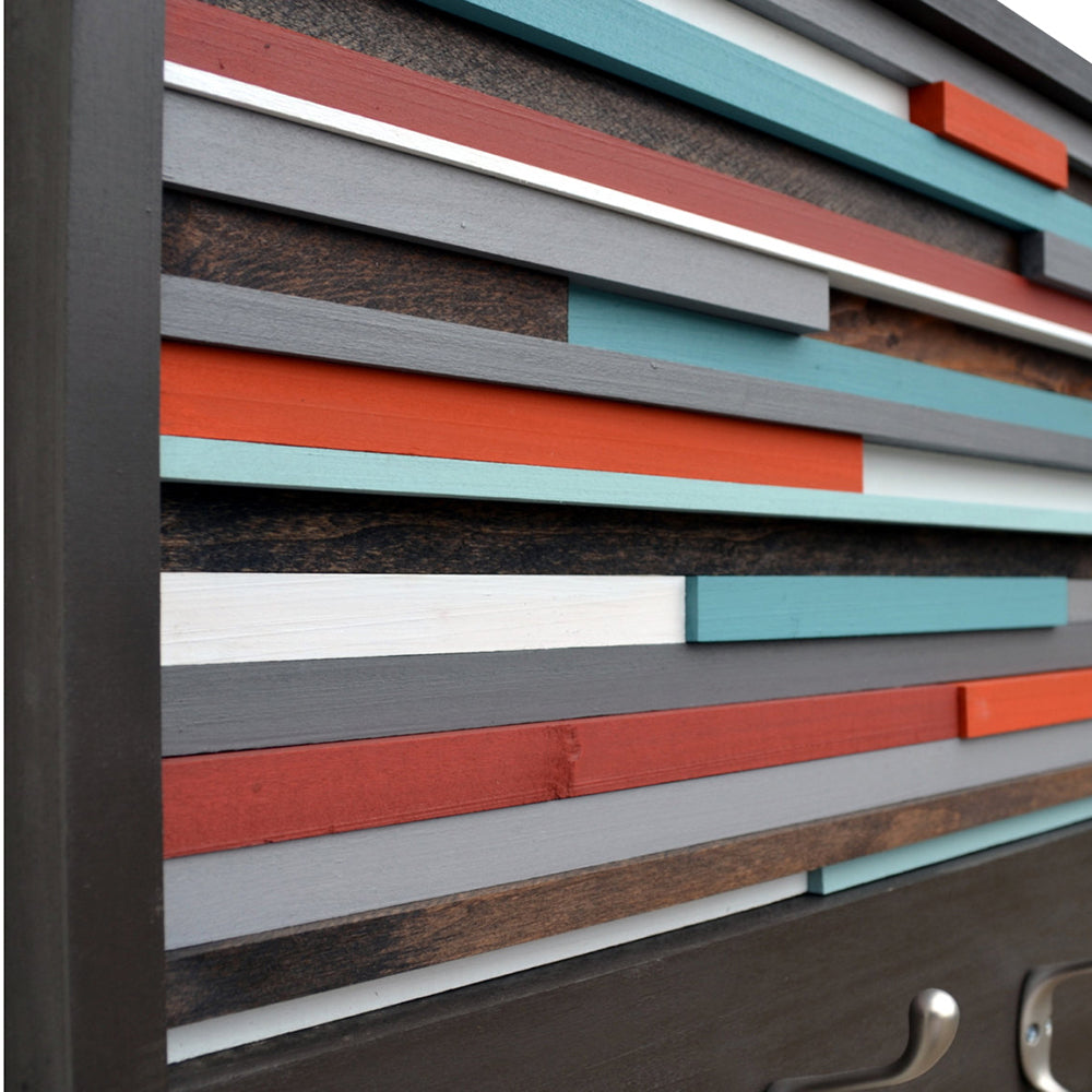 Coat Rack - Organizer - Wood Wall Art - Reclaimed Wood Art - 3D Artwork - Coat Rack Abstract Painting on Wood - Modern Textures