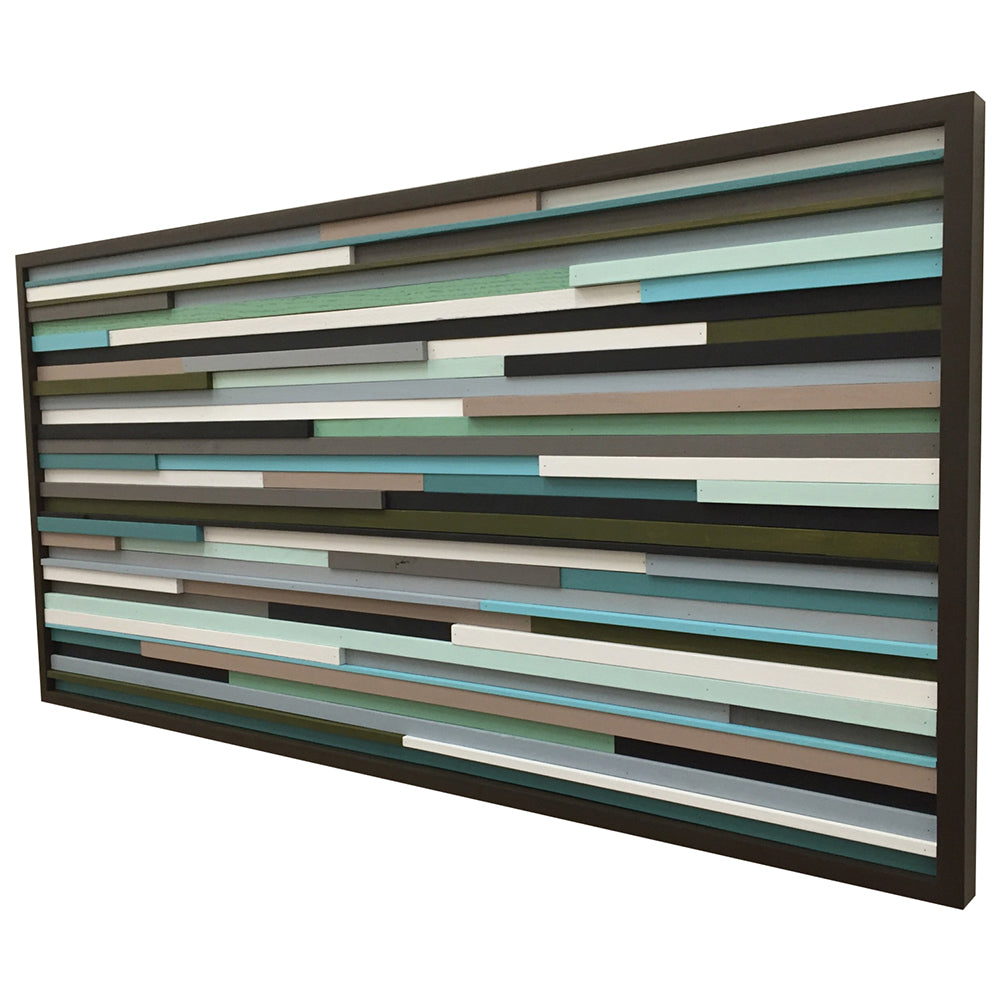 Modern Wood Sculpture Wall Art - Lines - 24 x 48 - Modern Textures