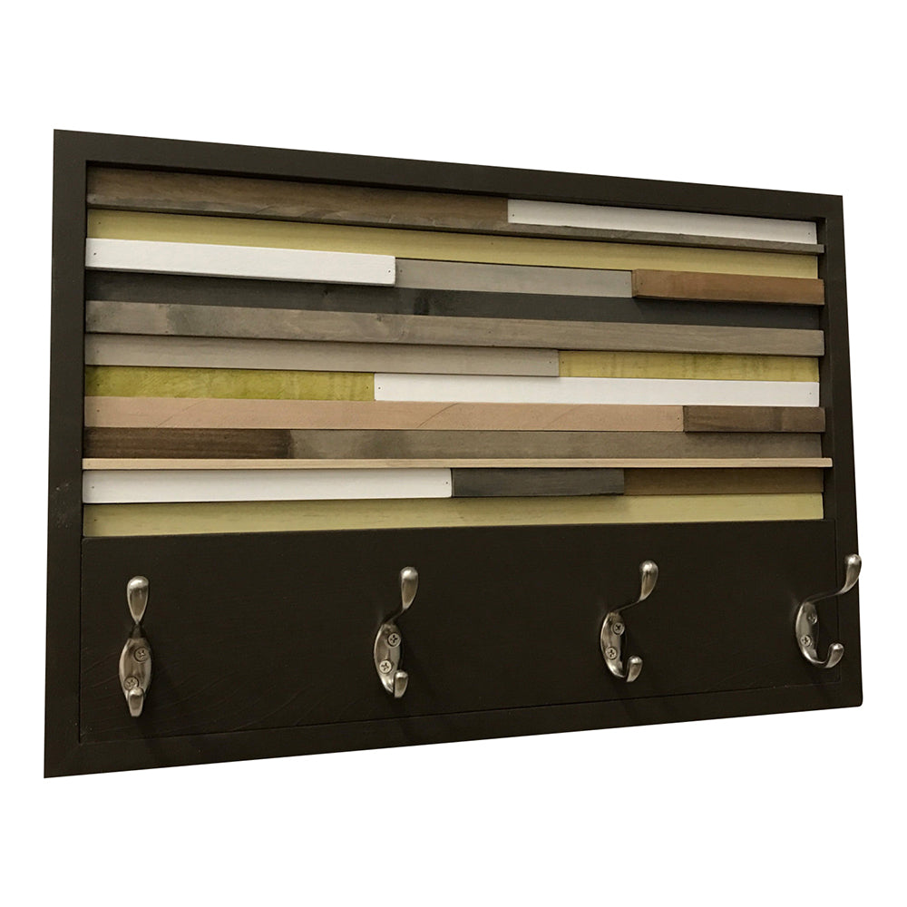 Wood Wall Art - Wood Art - Reclaimed Wall Art - Coat Rack - 12x27 - Modern Textures