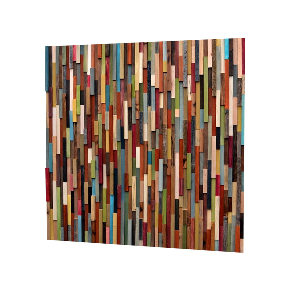 Wood Wall Art - Reclaimed Wood Art Sculpture - Modern Wall 3D Art - 40x40 - Modern Textures