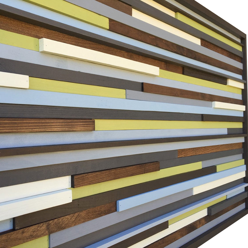 Wood Wall Art - Reclaimed Wood Art Sculpture - Modern Wall Art/Abstract Painting on Wood 48x24 - Modern Textures