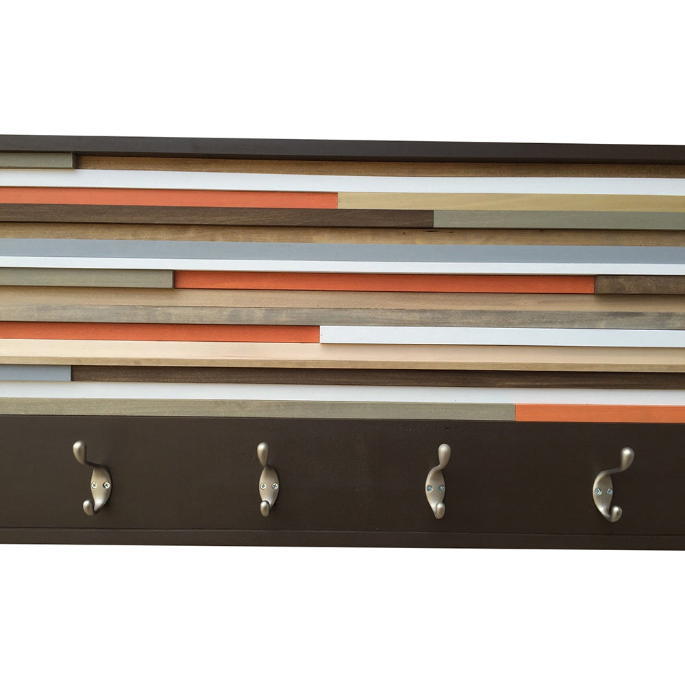 Wood Wall Art - Wood Art - Reclaimed Wall Art - Coat Rack 60x18 - Modern Textures
