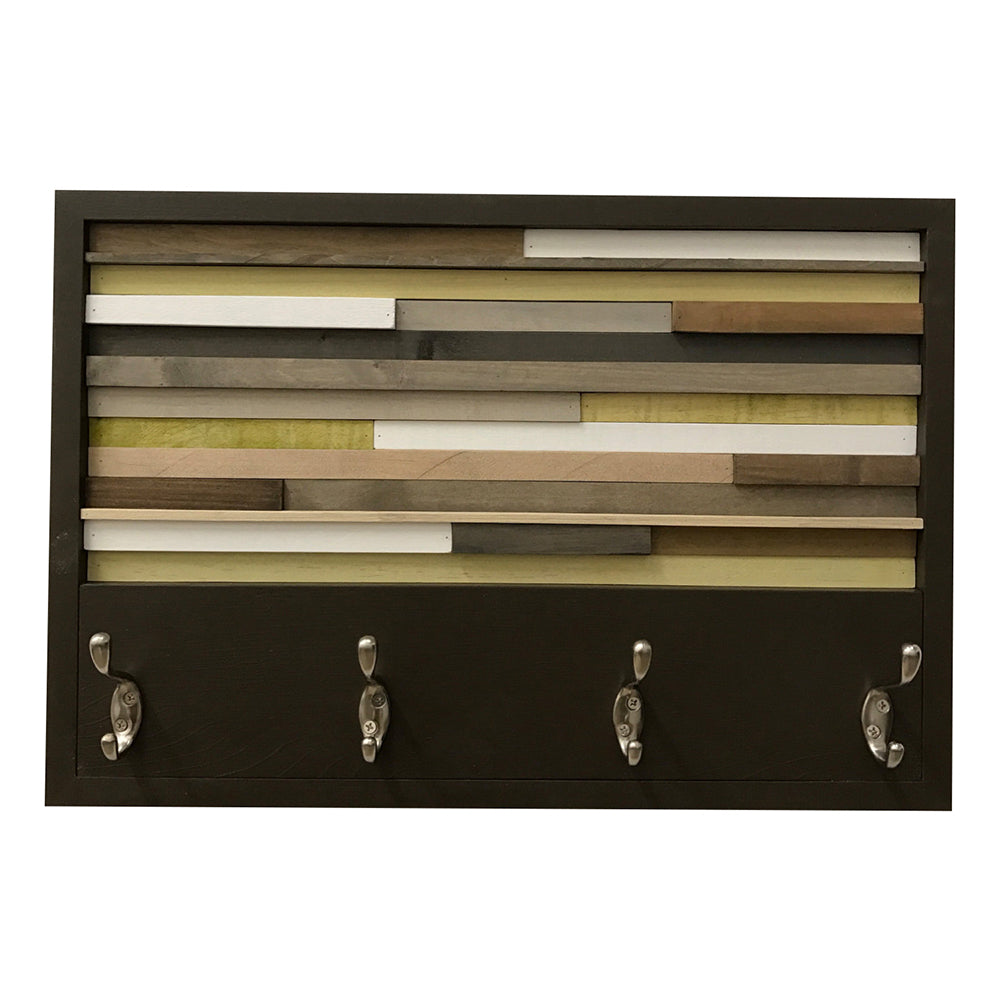 Wood Wall Art - Wood Art - Reclaimed Wall Art - Coat Rack - 12x27 - Modern Textures