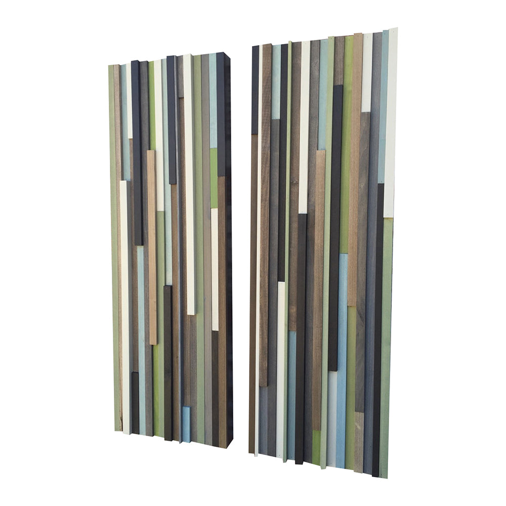 Wood Wall Art - Wood Art - Reclaimed Wood Art - 12x36 Set - Earthy Neutrals - Modern Textures