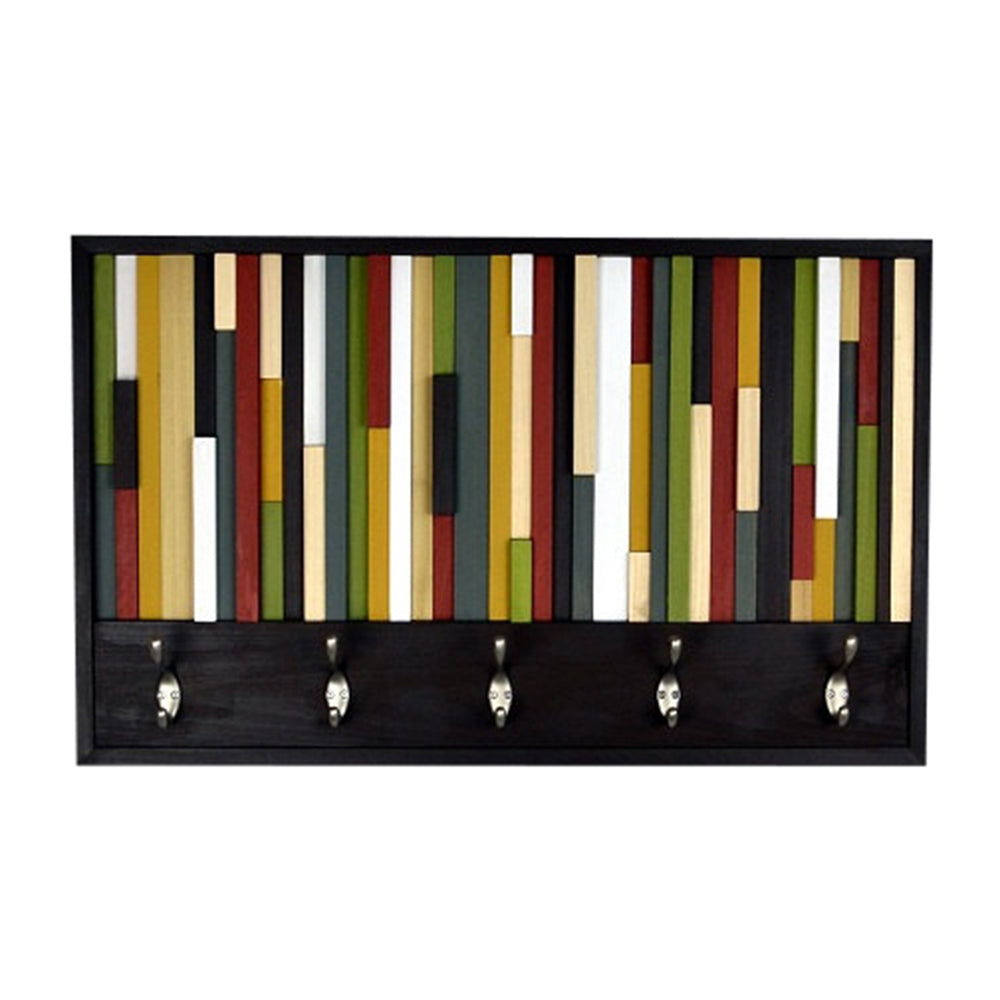 Coat Hooks - Reclaimed Wood Art - Abstract Painting on Wood - Coat Rack - 18x30 - Modern Textures