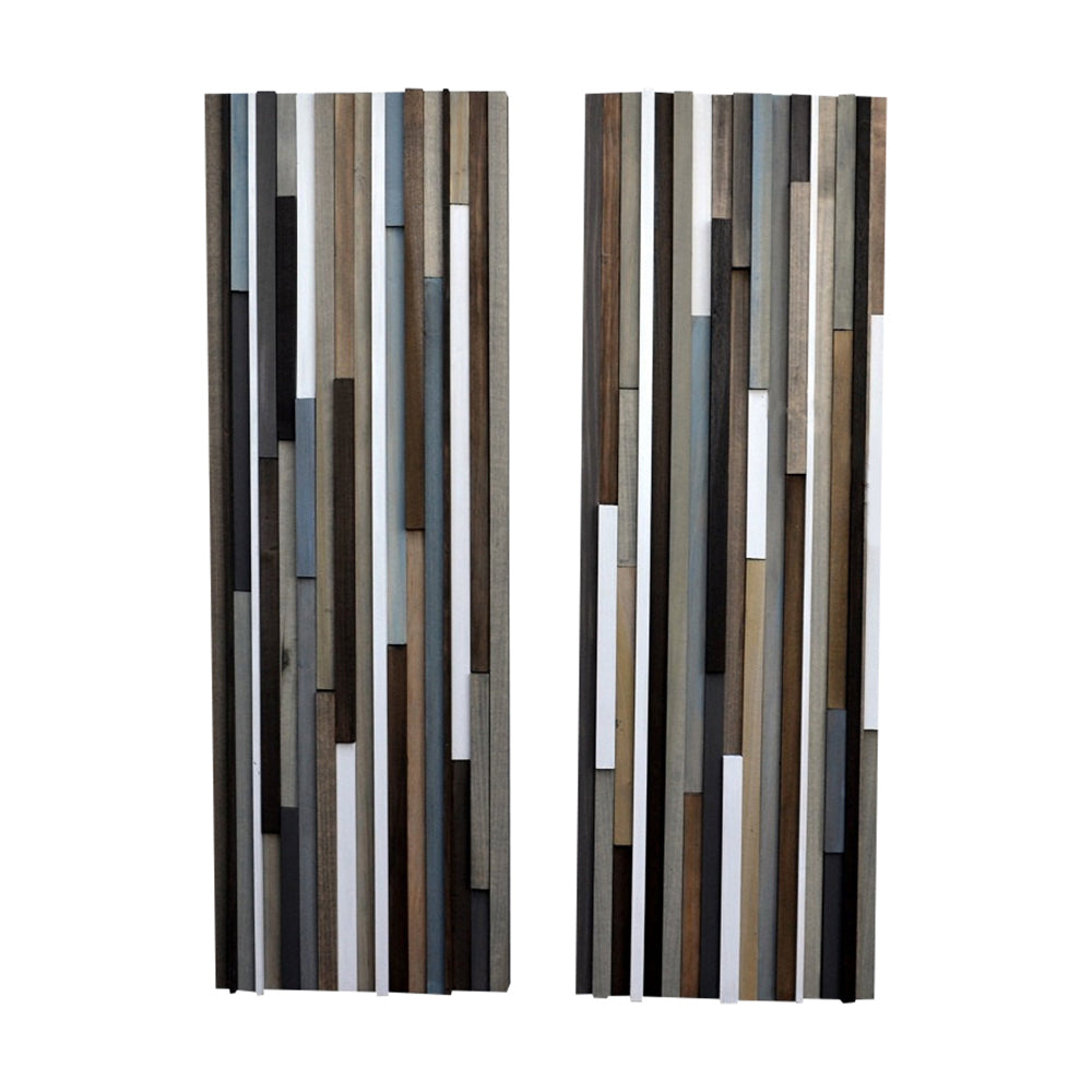 Wood Wall Art - Wood Art - Reclaimed Wood Art - 12x36 Set - Earthy Neutrals - Modern Textures