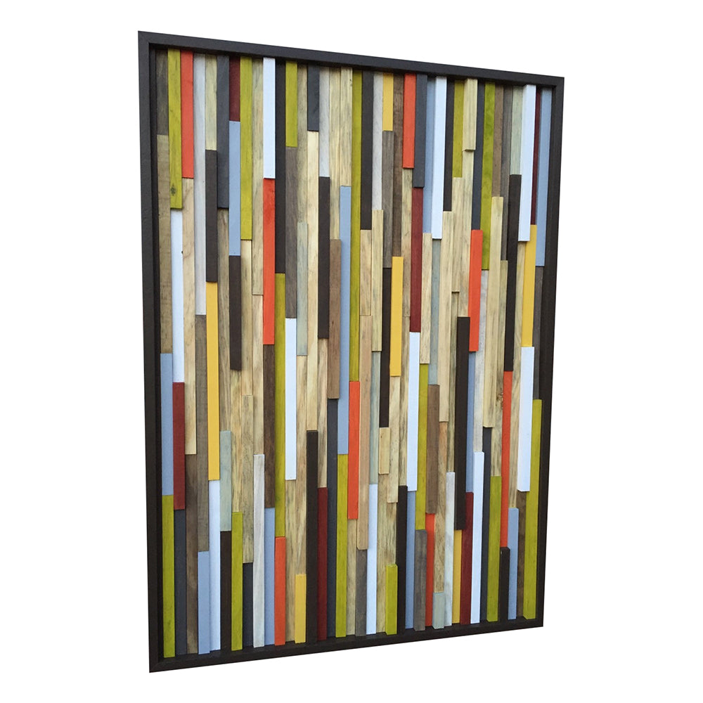 Wood Wall Art - Skinny Rectangles - Reclaimed Wood - Abstract Sculpture 42X30 - Modern Textures