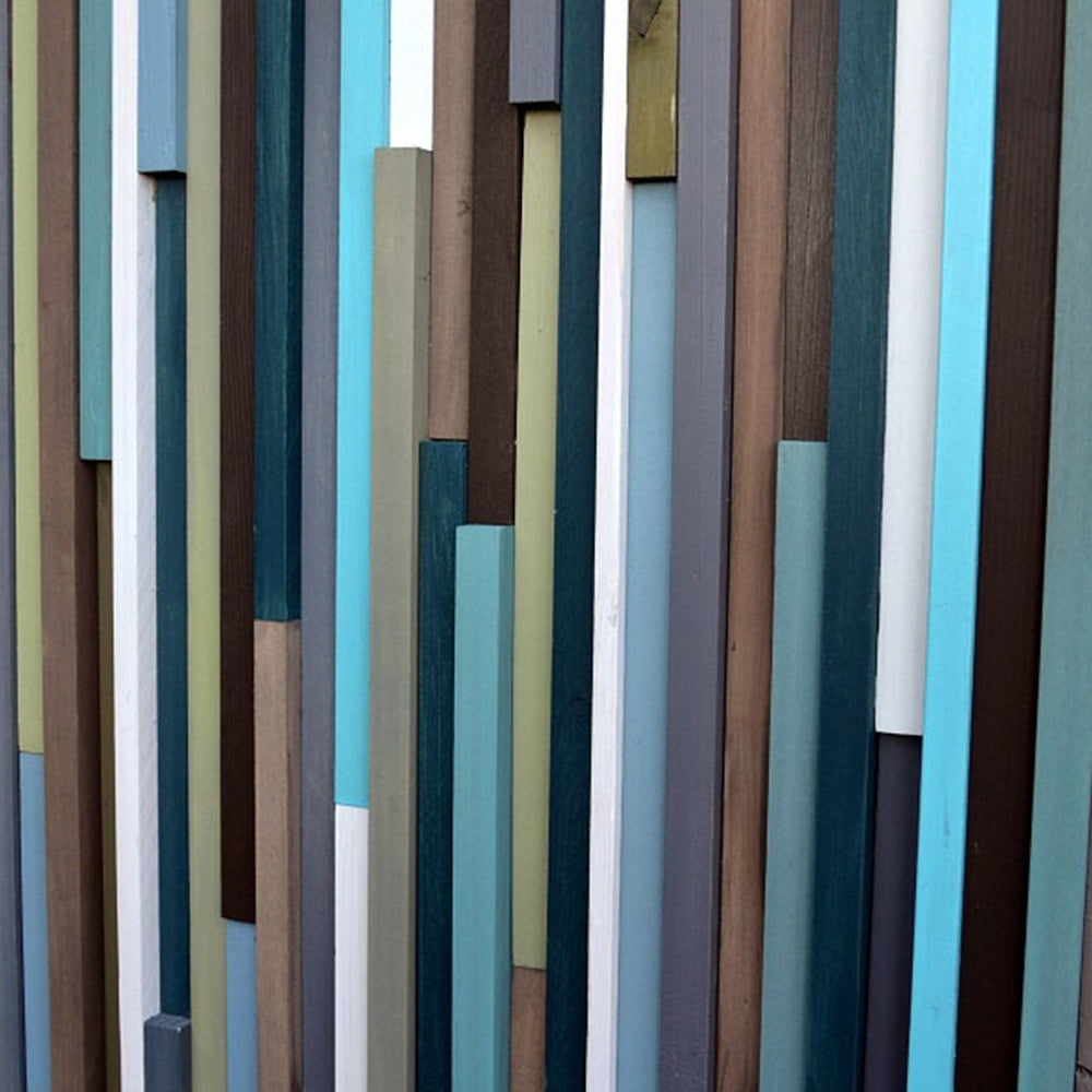 Wood Wall Art - Reclaimed Wood Art - Lines - 36 x 36 - Wood Art Blues and Greens - Modern Textures