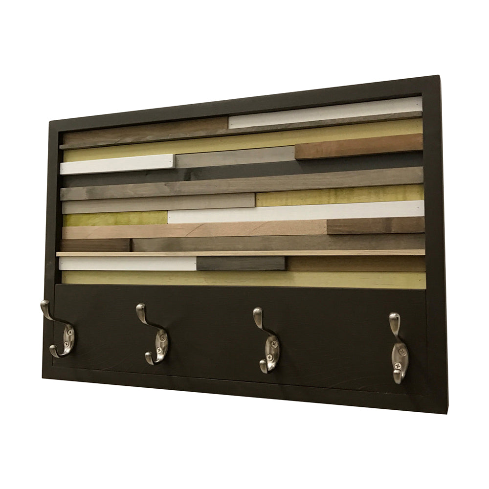 Wood Wall Art - Wood Art - Reclaimed Wall Art - Coat Rack - 12x27 - Modern Textures