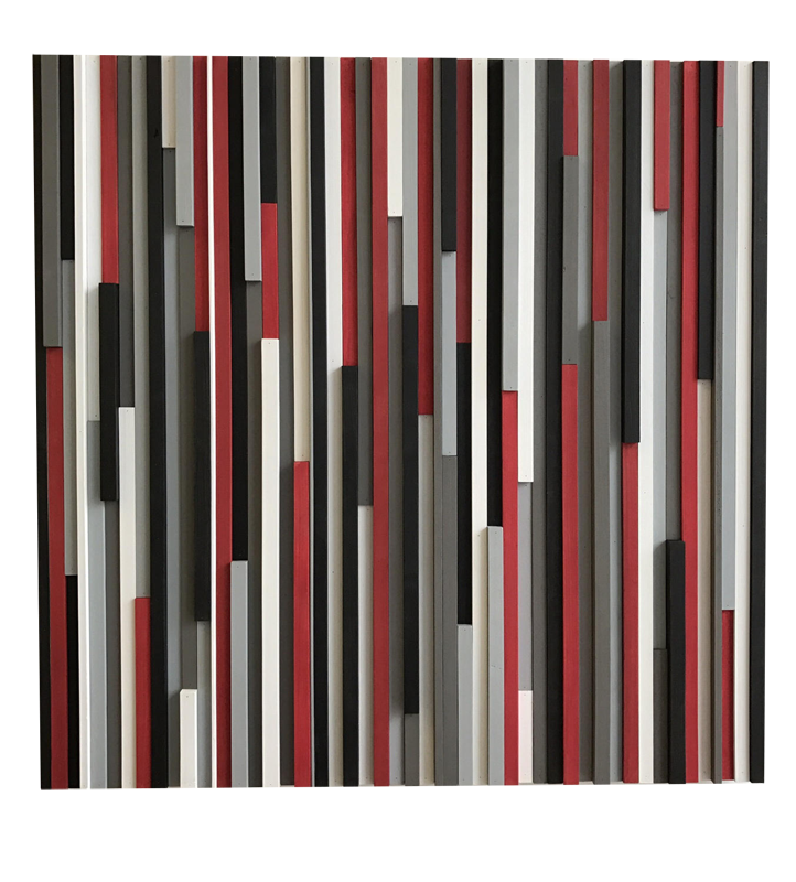 Wood Wall Art - Reclaimed Wood Art Sculpture - Modern 3D Artwork Red, White, Black - Modern Textures