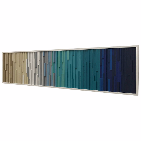 Wall Art - Wood Wall Art - Wood Sculpture - Modern Reclaimed Wood - 3D Art - Headboard Ocean 72x18 - Modern Textures