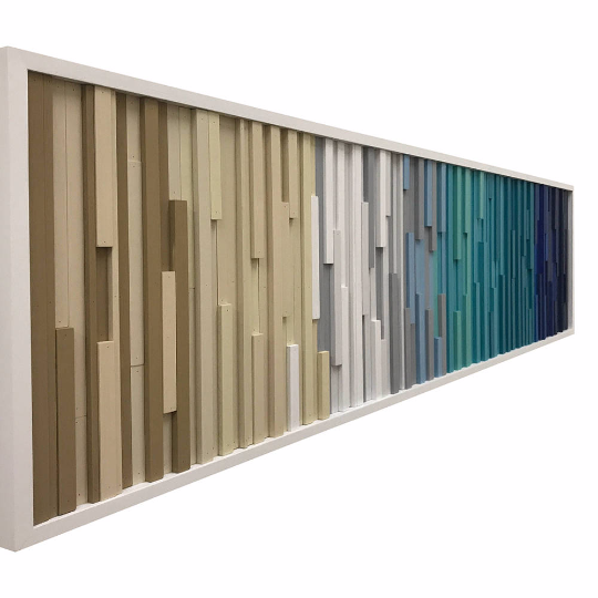 Wall Art - Wood Wall Art - Wood Sculpture - Modern Reclaimed Wood - 3D Art - Headboard Ocean 72x18 - Modern Textures