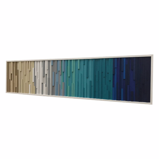 Wall Art - Wood Wall Art - Wood Sculpture - Modern Reclaimed Wood - 3D Art - Headboard Ocean 72x18 - Modern Textures