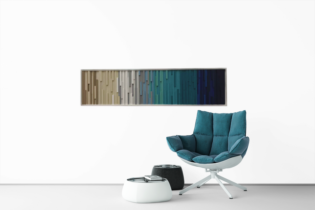 Beach Decor - Beach Art - Wood Wall Art - Beach House Wall Decor - Modern Reclaimed Wood - 3D Art - Headboard Ocean 72x18