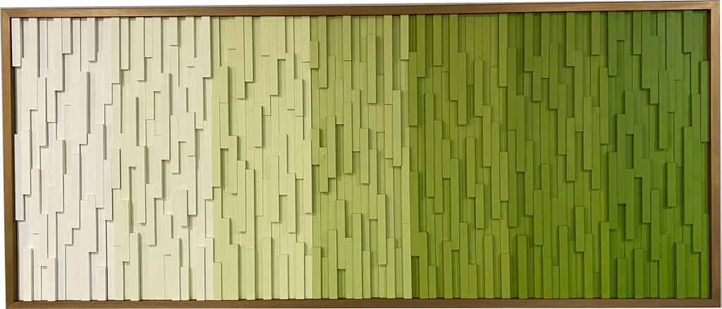 Wood Wall Art Modern Sculpture, Greens "Ombre"