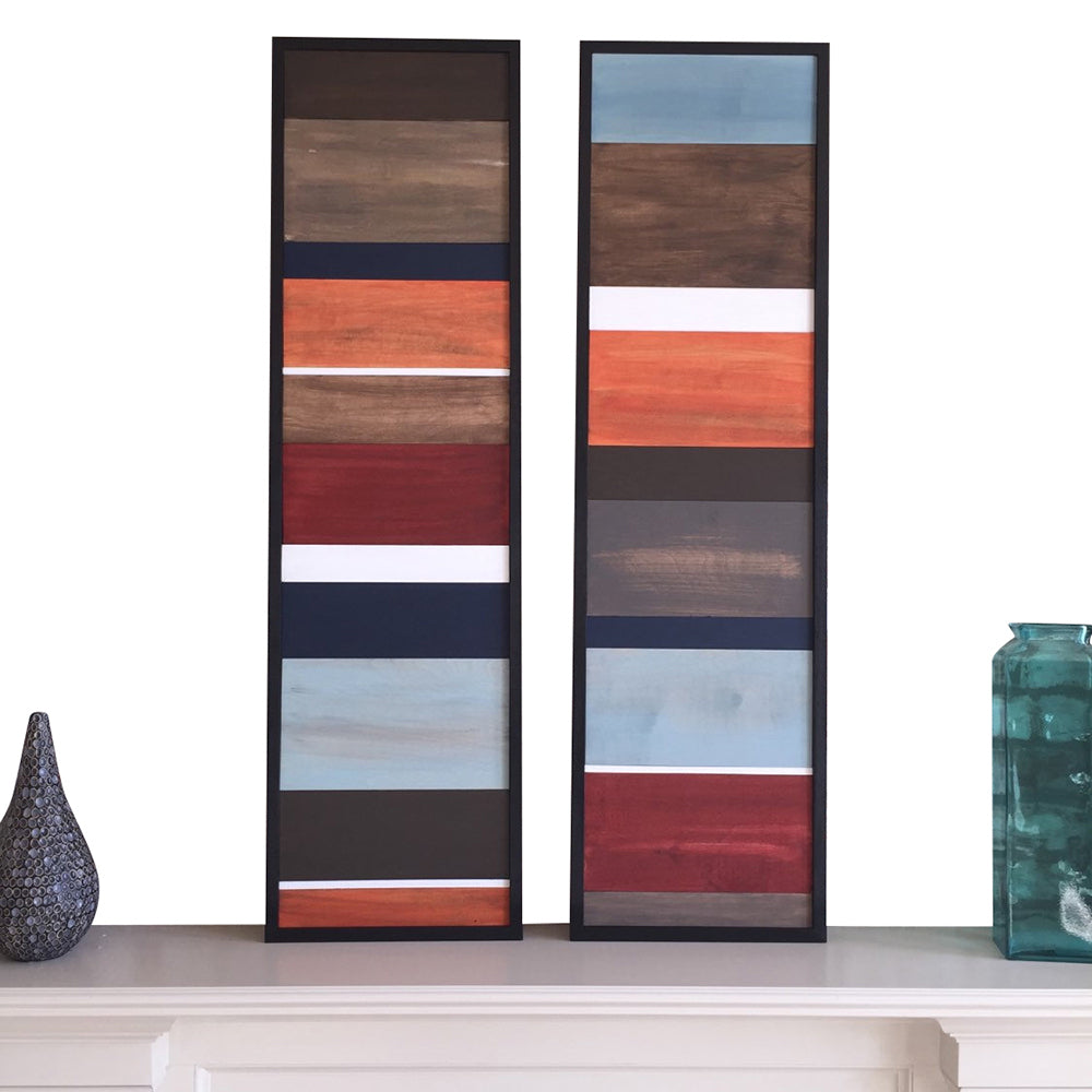 Wood Wall Art - Wood Art - Reclaimed Wood Art - Color Block Collection - 16x40 set - Modern Textures
