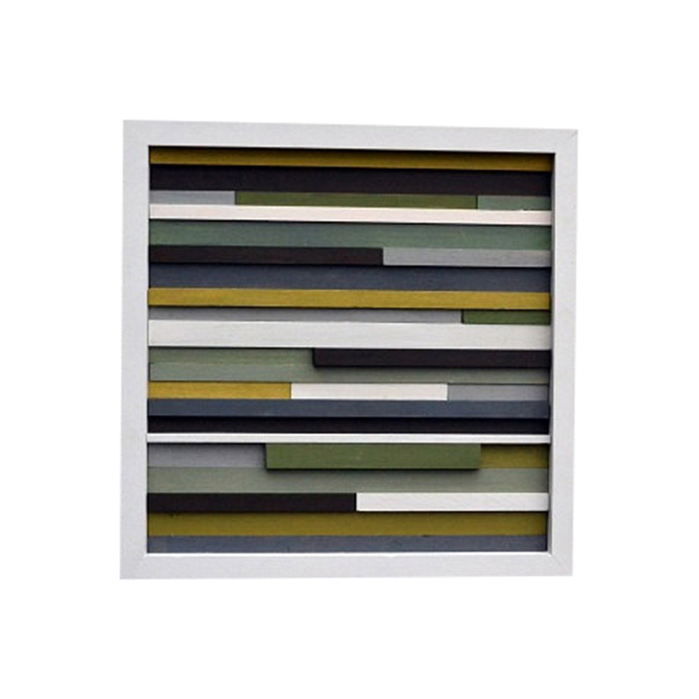 Wood Scultpure Wall Art - Upcycled Wood - 12x12 - Greens, grays and browns - Modern Textures