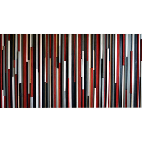 Wood Wall Art Wood Sculpture -  3D Art - Headboard - Red, Black, Gray & White - 36x72 - Modern Textures